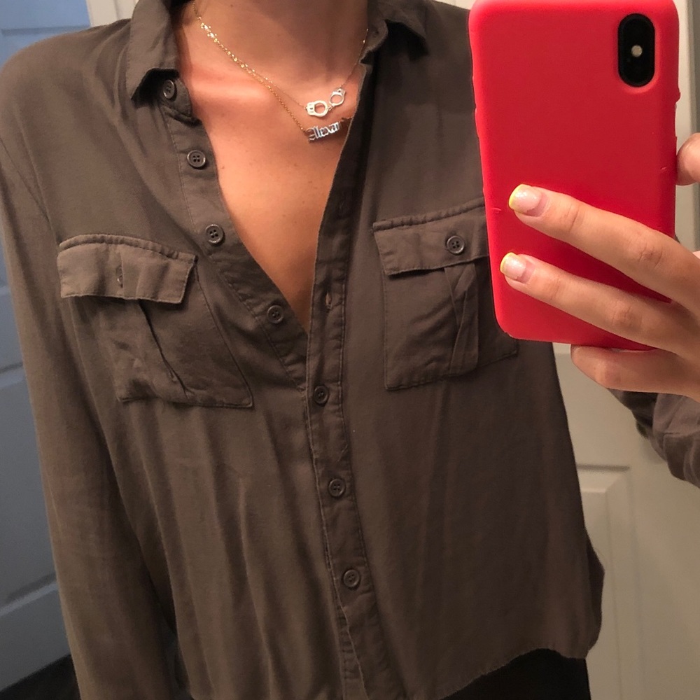 Dark green button up long sleeve